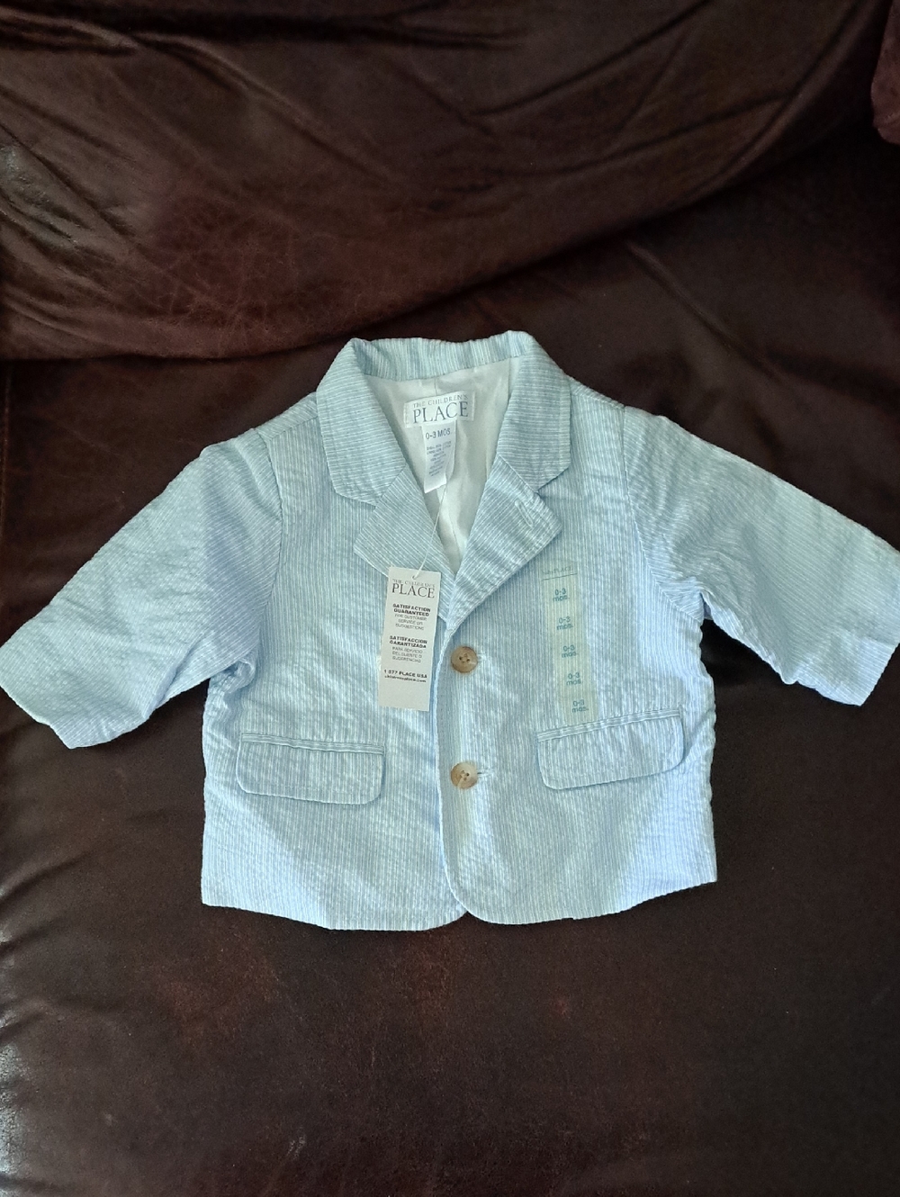 The Children's Place Baby Blue Seersucker Blazer Jacket